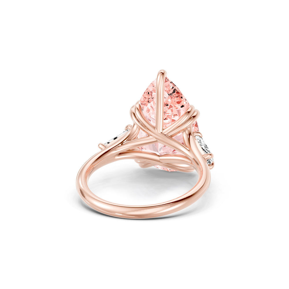 High Jewelry | Jane Pear Cut Pink Three Stone Lab Diamond Engagement Ring image 3