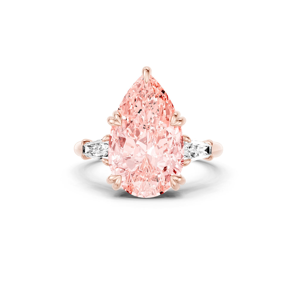 High Jewelry | Jane Pear Cut Pink Three Stone Lab Diamond Engagement Ring image 1