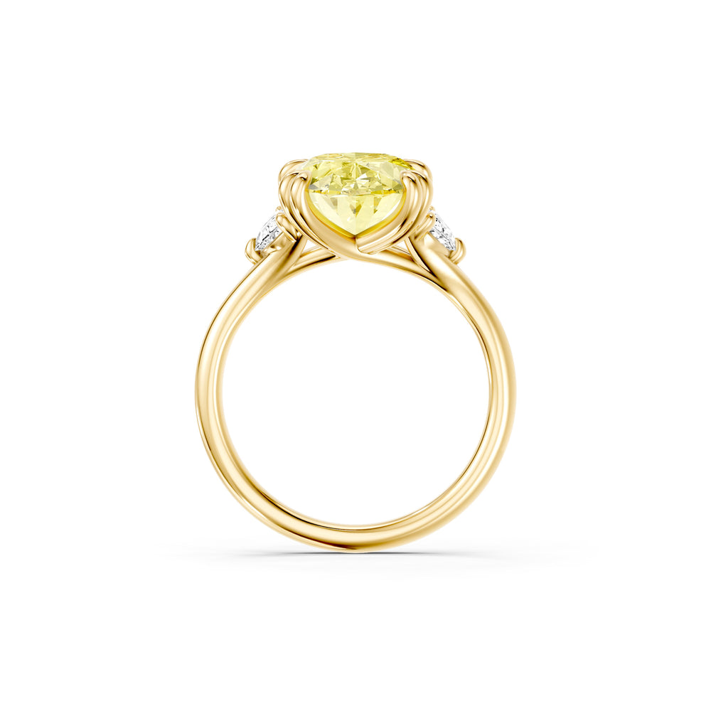 Jane Oval Cut Yellow Three Stone Lab Diamond Engagement Ring image 4