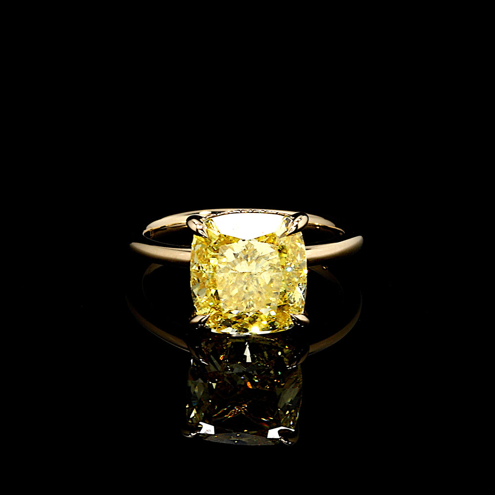 Audrey Cushion Cut Yellow Lab Diamond Solitaire Engagement Ring image 1