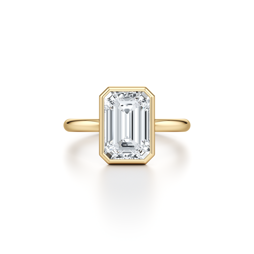 Audrey Emerald Cut Bezel Solitaire Lab Diamond Engagement Ring image 1