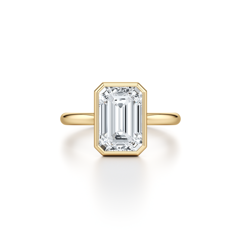 Audrey Emerald Cut Bezel Solitaire Lab Diamond Engagement Ring image 1
