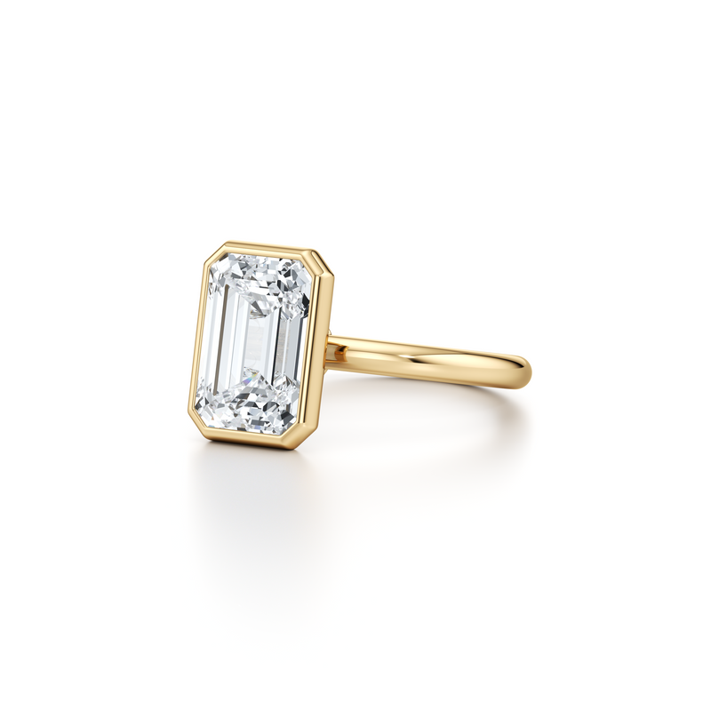 Audrey Emerald Cut Bezel Solitaire Lab Diamond Engagement Ring image 2
