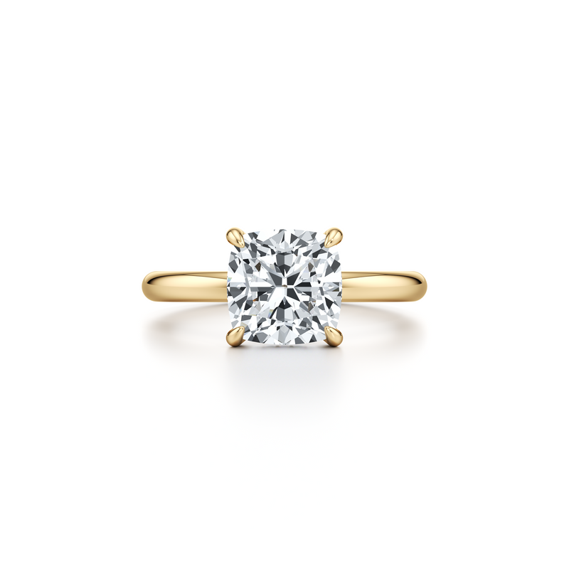 Audrey Cushion Shape Solitaire Lab Diamond Engagement Ring image 1