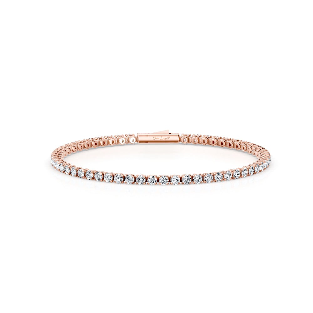 Olivia Round Brilliant Lab Diamond Tennis Bracelet 18k Rose Gold 4 CTW,7 CTW,10 CTW,12 CTW,17 CTW Front View