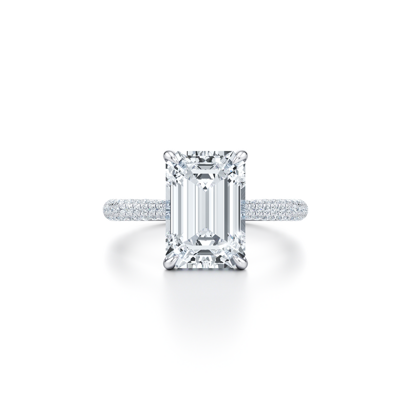 Chelsea Emerald Three Row Pave  Engagement Ring image 1