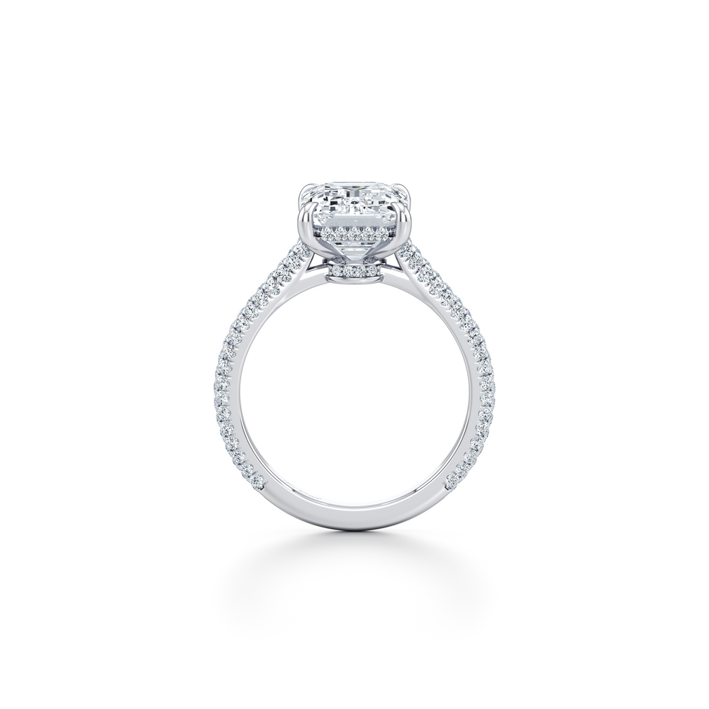 Chelsea Emerald Three Row Pave  Engagement Ring image 4