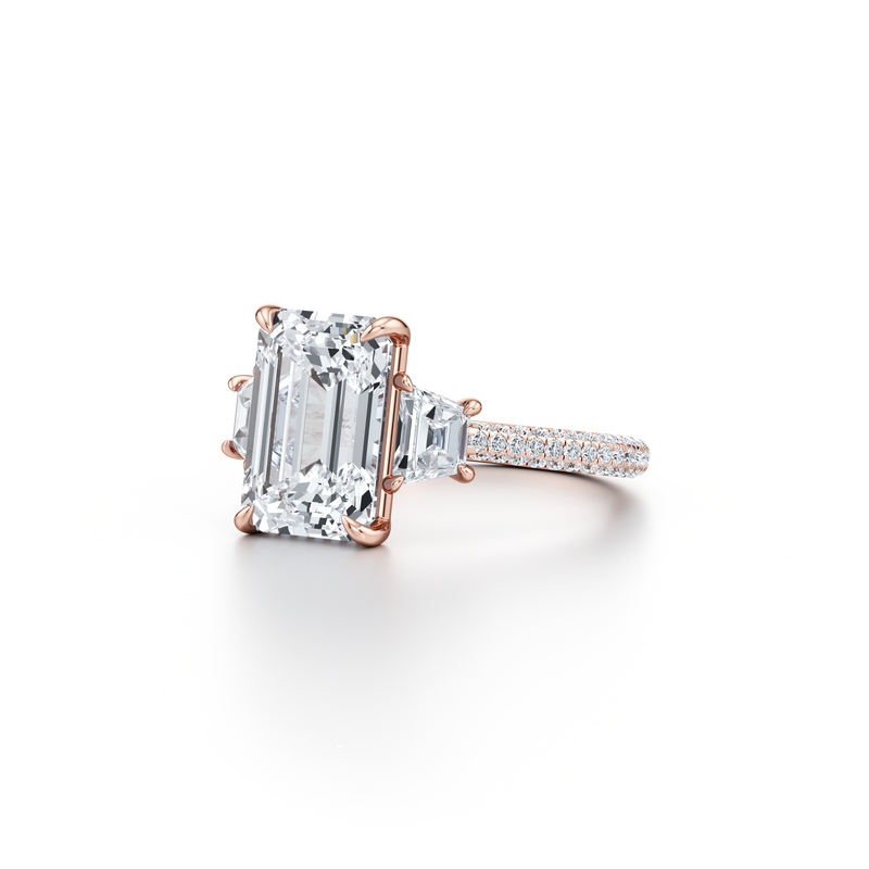 Chelsea Trapezoid Three Stone Lab Diamond Engagement Ring image 77