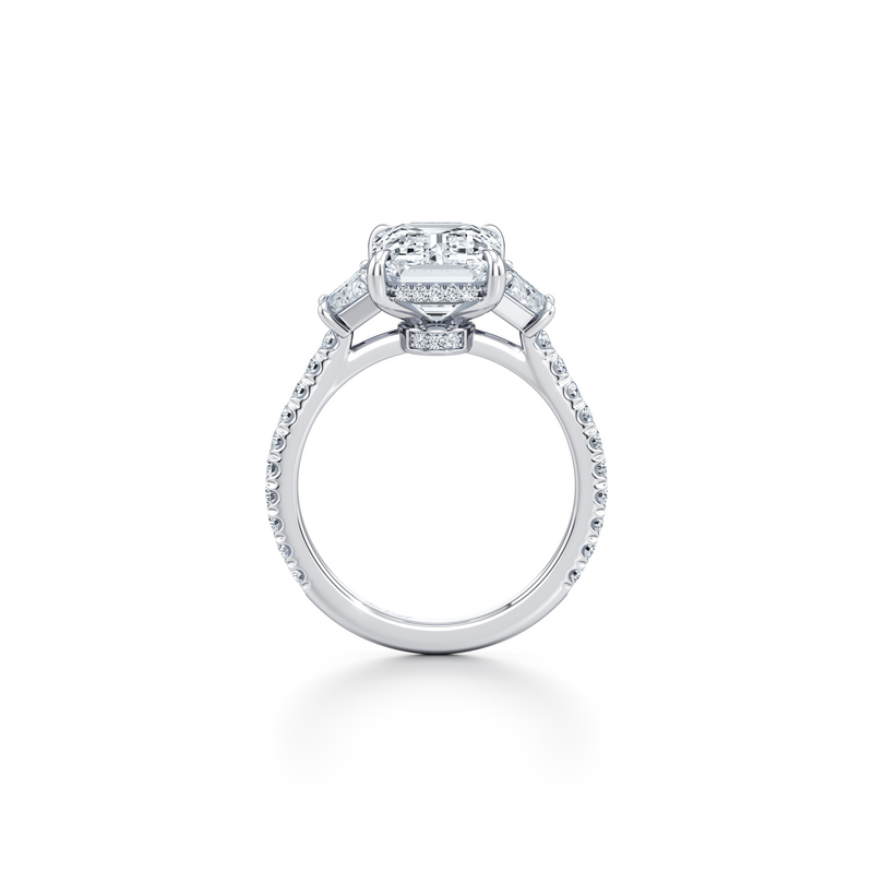 Chelsea Trapezoid Three Stone Lab Diamond Engagement Ring image 4