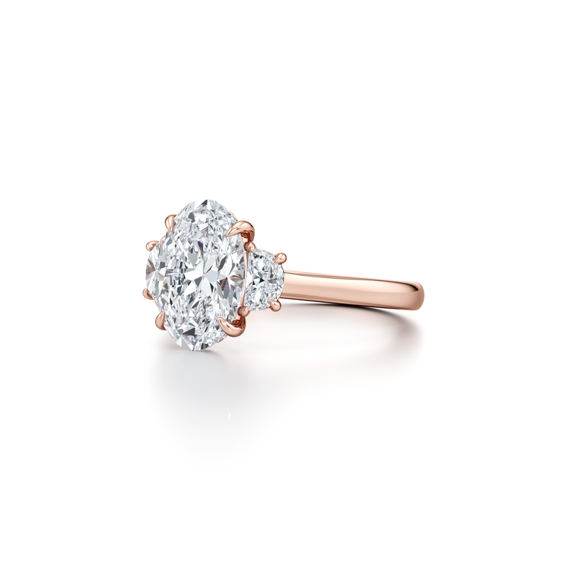 Chelsea Half Moon Three Stone Lab Diamond Engagement Ring image 32