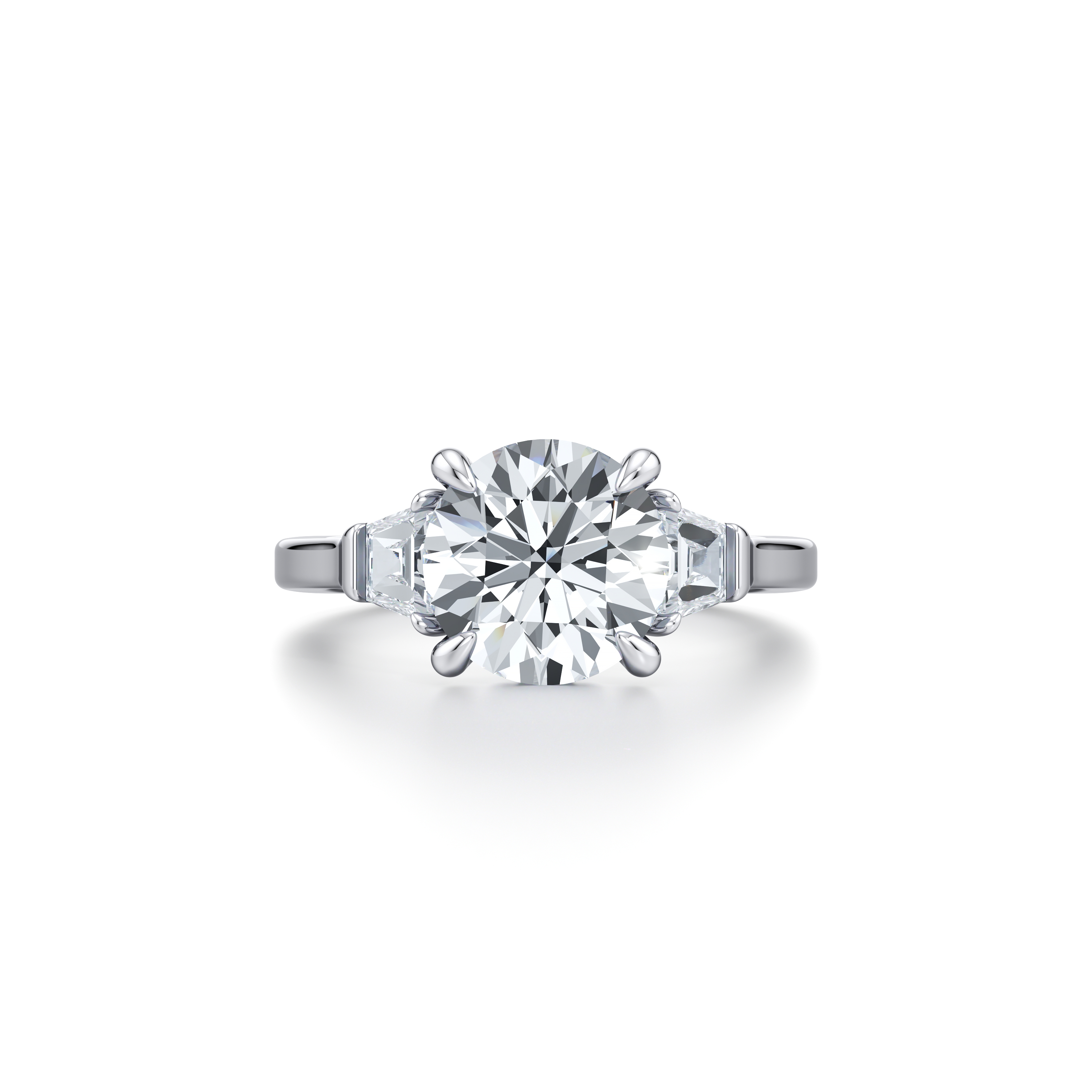 Chelsea Trapezoid Three Stone Lab Diamond Engagement Ring | Jean Dousset