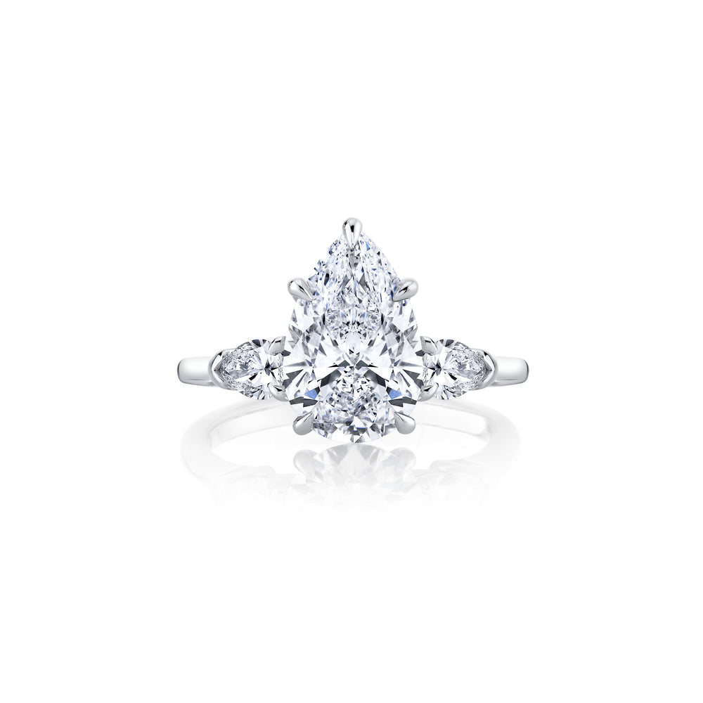 Chelsea Pear Three Stone Lab Diamond Engagement Ring image 1