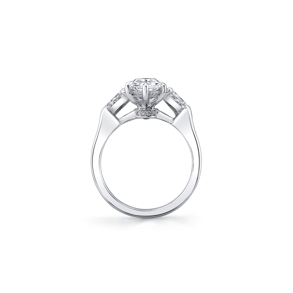 Chelsea Pear Three Stone Lab Diamond Engagement Ring image 4