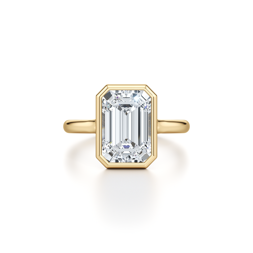 Elle Bezel Emerald Cut Solitaire Lab Diamond Engagement Ring image 1
