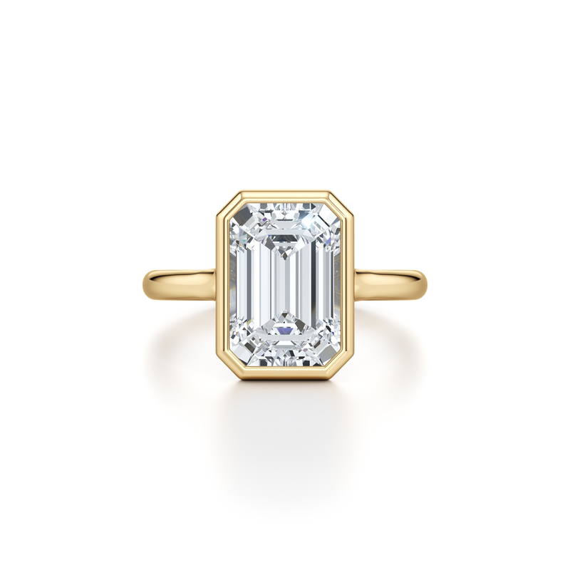 Elle Bezel Emerald Cut Solitaire Lab Diamond Engagement Ring image 1