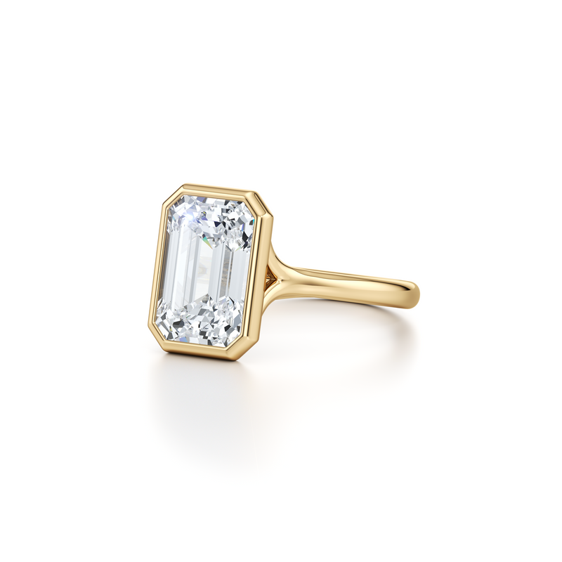 Elle Bezel Emerald Cut Solitaire Lab Diamond Engagement Ring image 2