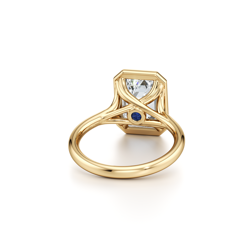 Elle Bezel Emerald Cut Solitaire Lab Diamond Engagement Ring image 3