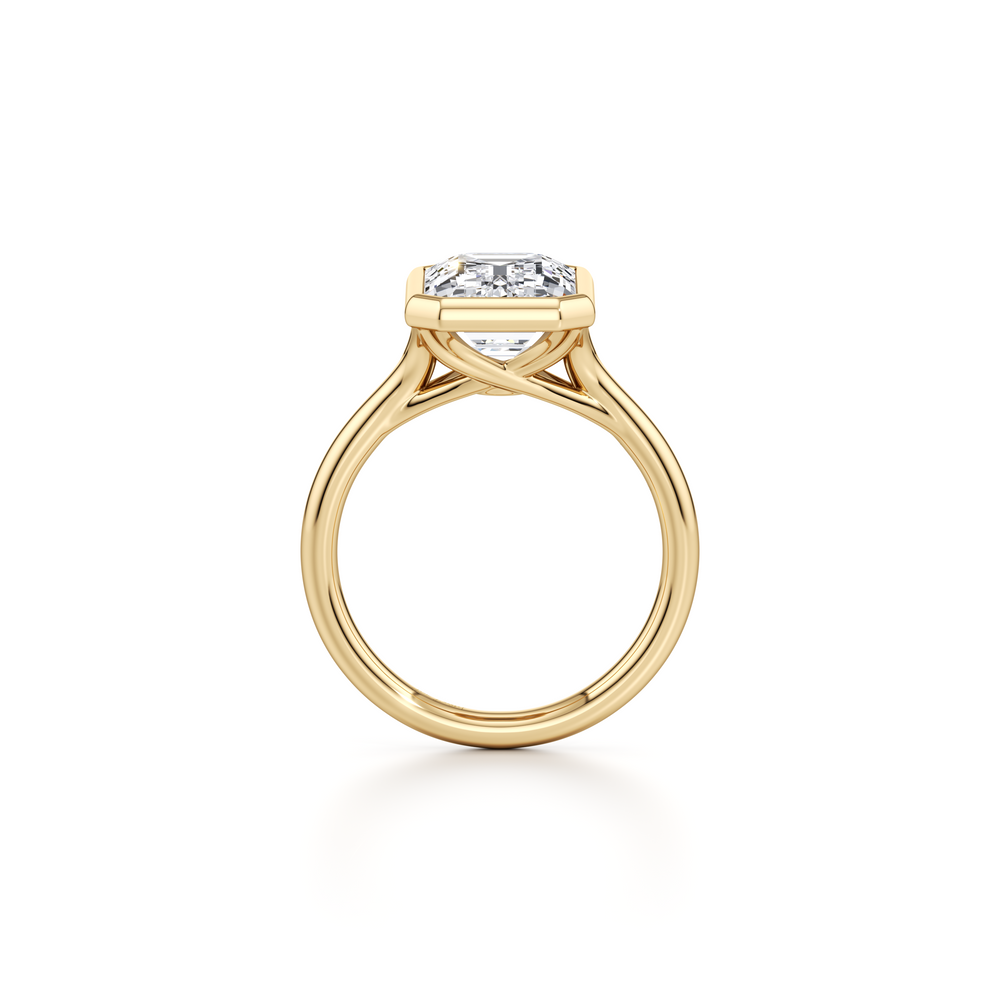 Elle Bezel Emerald Cut Solitaire Lab Diamond Engagement Ring image 4