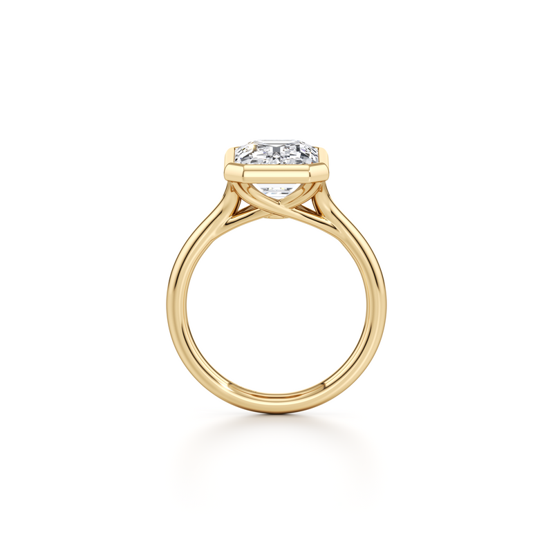 Elle Bezel Emerald Cut Solitaire Lab Diamond Engagement Ring image 4
