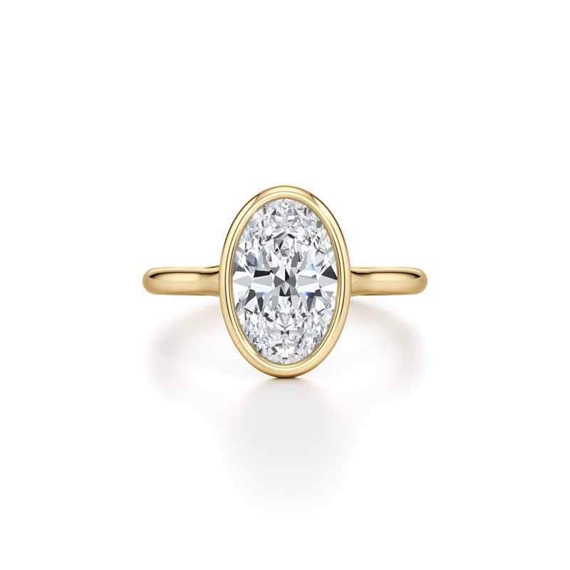 Elle Oval Cut Bezel Solitaire Lab Diamond Engagement Ring image 1