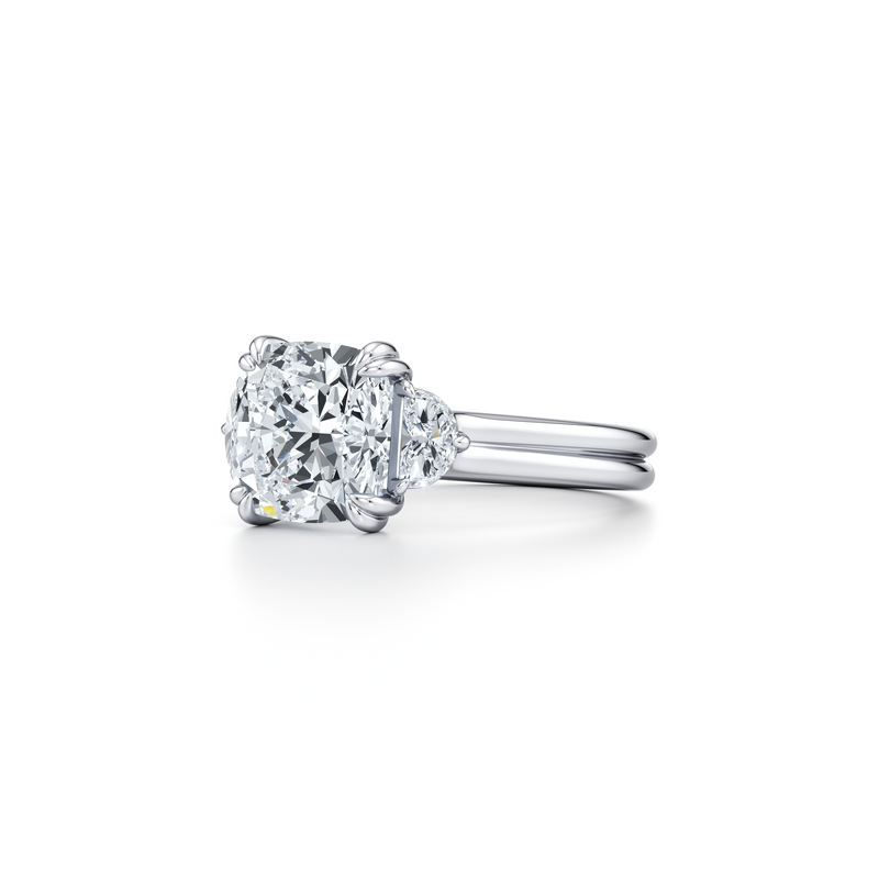 Elle Half Moon Three Stone Lab Diamond Engagement Ring image 62