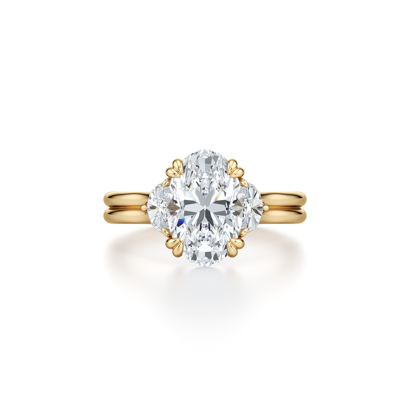 Elle Half Moon Three Stone Lab Diamond Engagement Ring image 26
