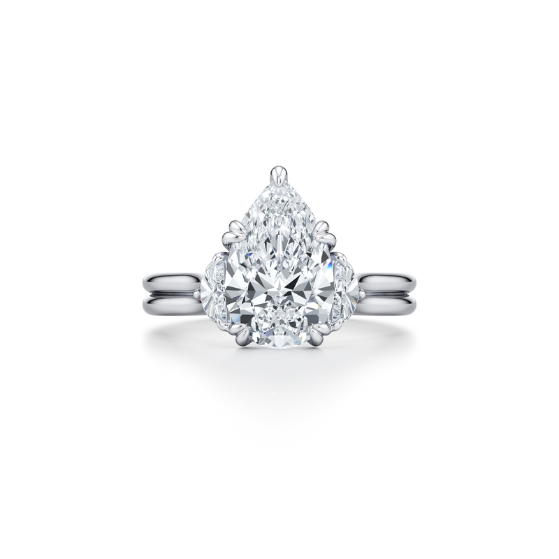 Elle Half Moon Three Stone Lab Diamond Engagement Ring image 101