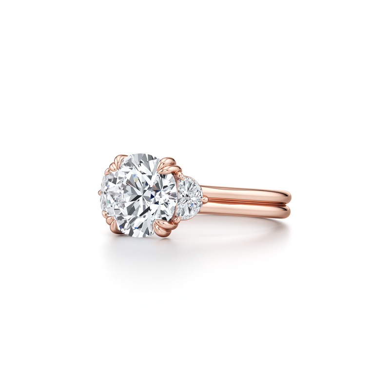 Elle Half Moon Three Stone Lab Diamond Engagement Ring image 52