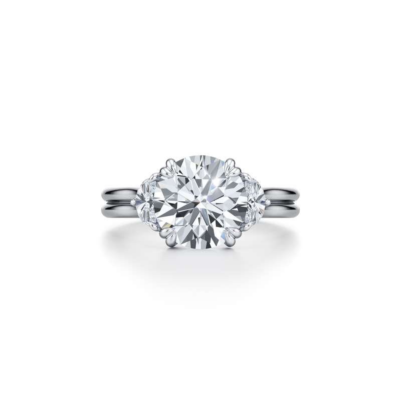 Elle Half Moon Three Stone Lab Diamond Engagement Ring image 41