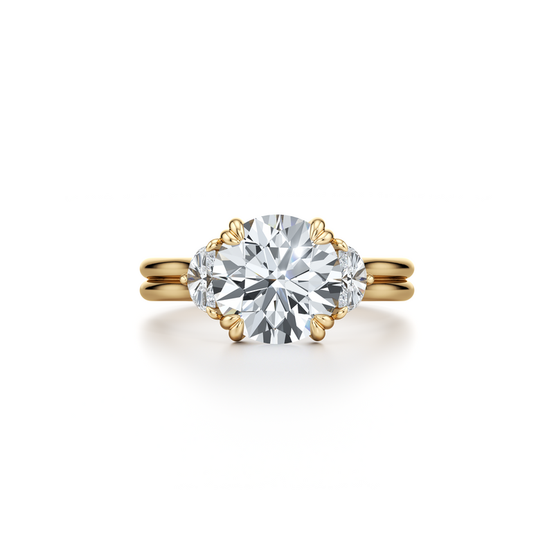 Elle Half Moon Three Stone Lab Diamond Engagement Ring image 46