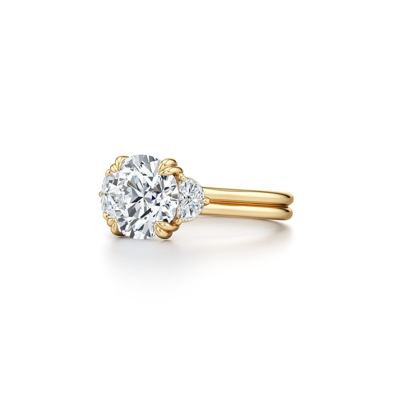 Elle Half Moon Three Stone Lab Diamond Engagement Ring image 47