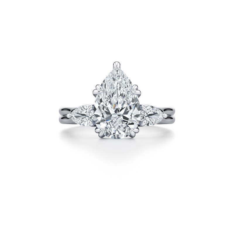Elle Pear Three Stone Lab Diamond Engagement Ring image 101
