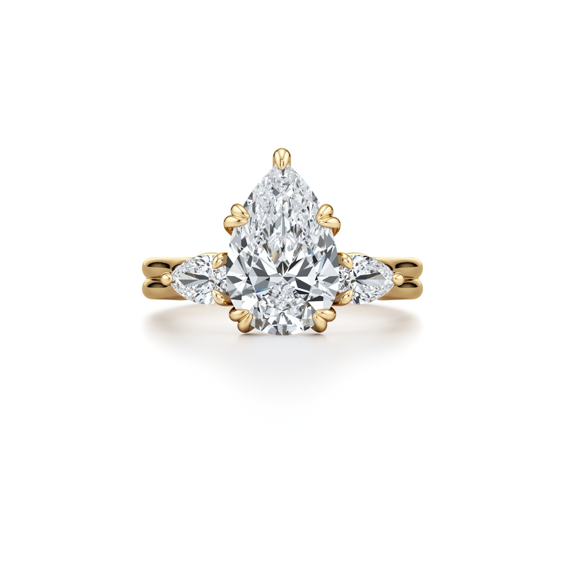 Elle Pear Three Stone Lab Diamond Engagement Ring image 106