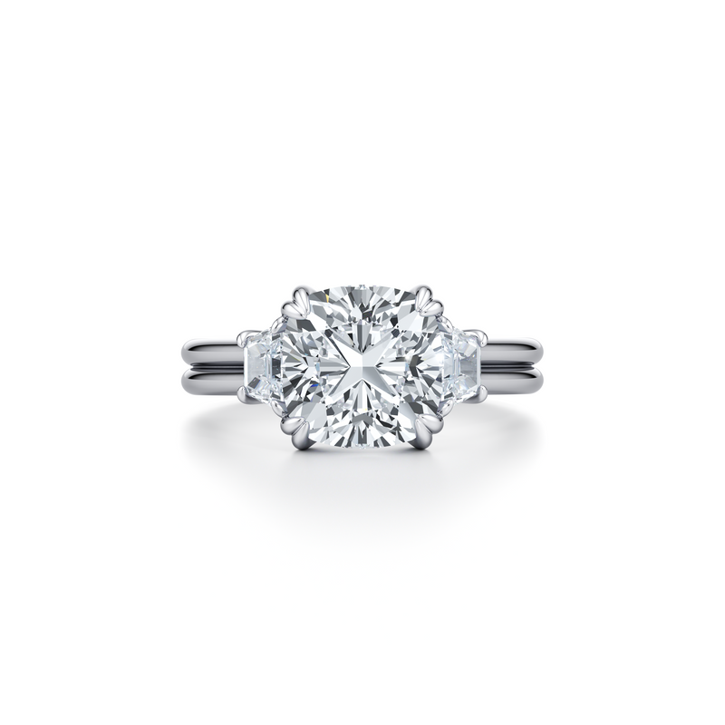 Elle Trapezoid Three Stone Double Lab Diamond Engagement Ring image 21