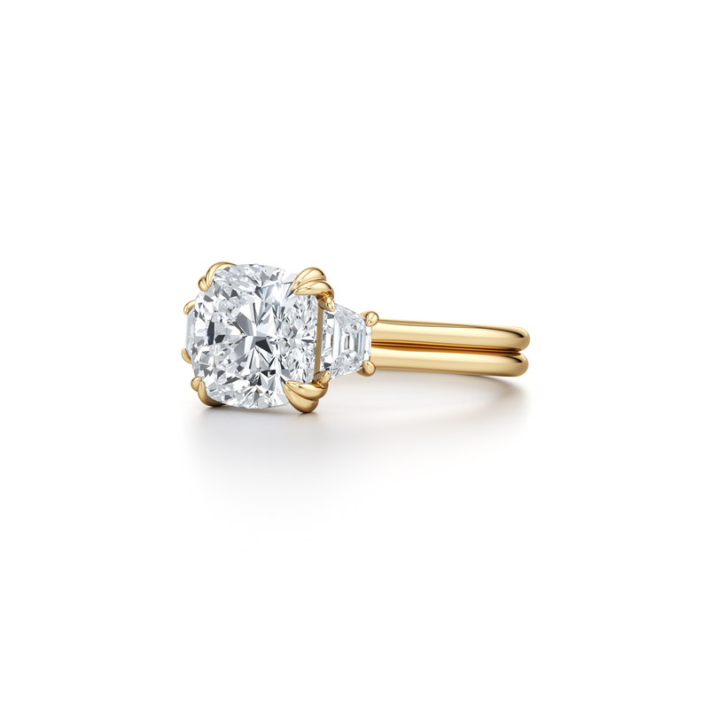 Elle Trapezoid Three Stone Double Lab Diamond Engagement Ring image 27