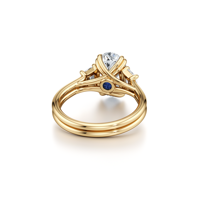 Elle Trapezoid Three Stone Double Lab Diamond Engagement Ring image 108