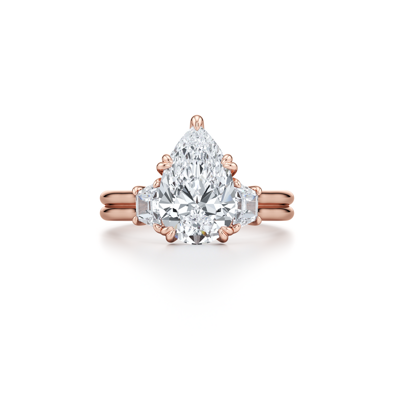 Elle Trapezoid Three Stone Double Lab Diamond Engagement Ring image 91