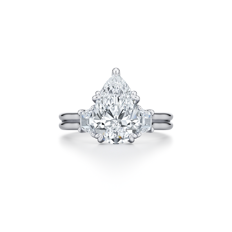 Elle Trapezoid Three Stone Double Lab Diamond Engagement Ring image 81