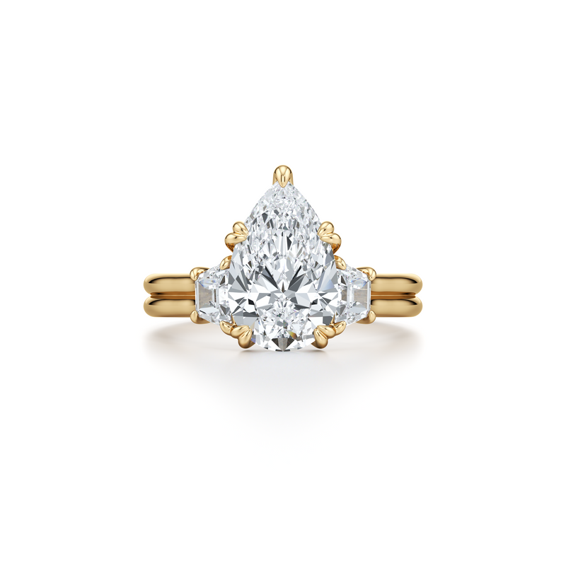 Elle Trapezoid Three Stone Double Lab Diamond Engagement Ring image 86
