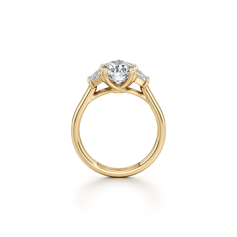 Elle Trapezoid Three Stone Double Lab Diamond Engagement Ring image 89