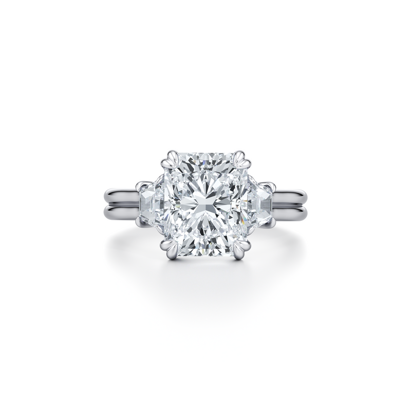 Elle Trapezoid Three Stone Double Lab Diamond Engagement Ring image 61