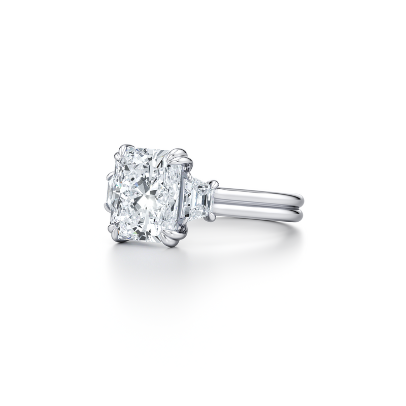 Elle Trapezoid Three Stone Double Lab Diamond Engagement Ring image 62