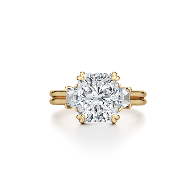 Elle Trapezoid Three Stone Double Lab Diamond Engagement Ring image 66