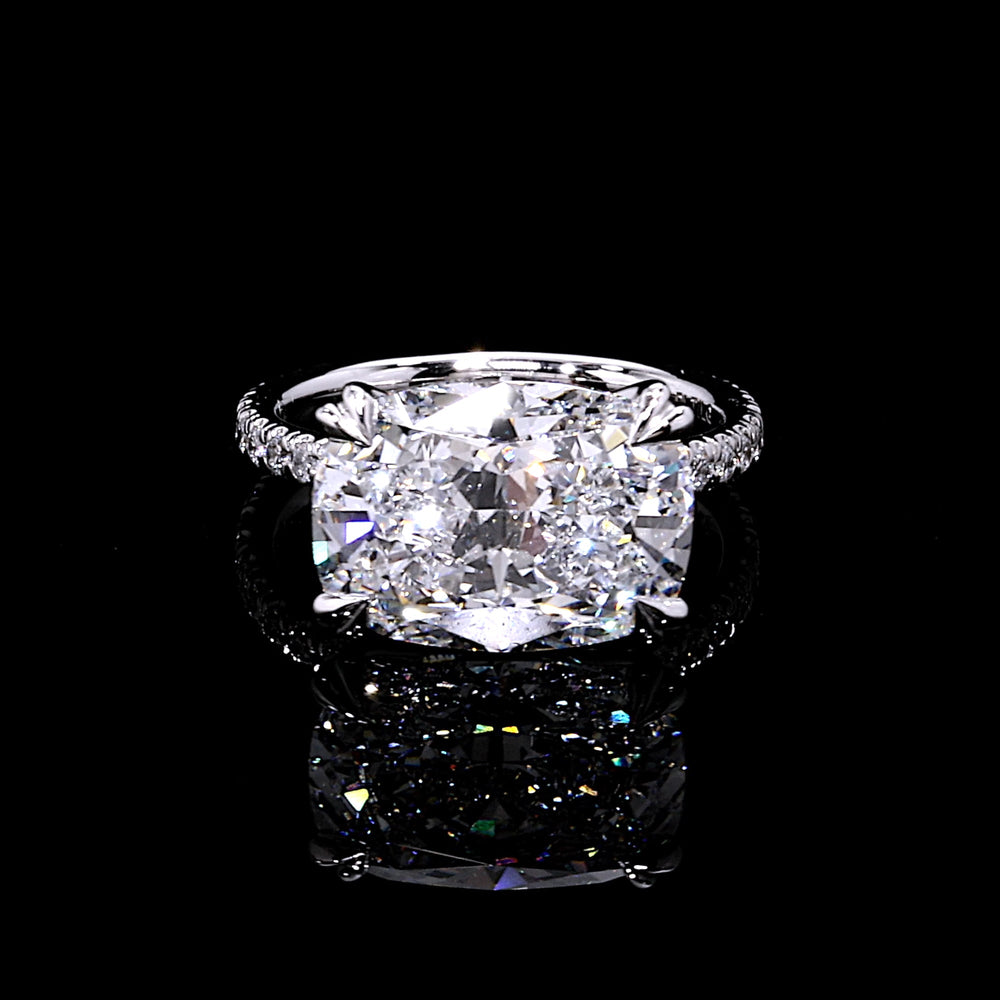 Elle East-West Cushion Solitaire Lab Diamond Engagement Ring image 1