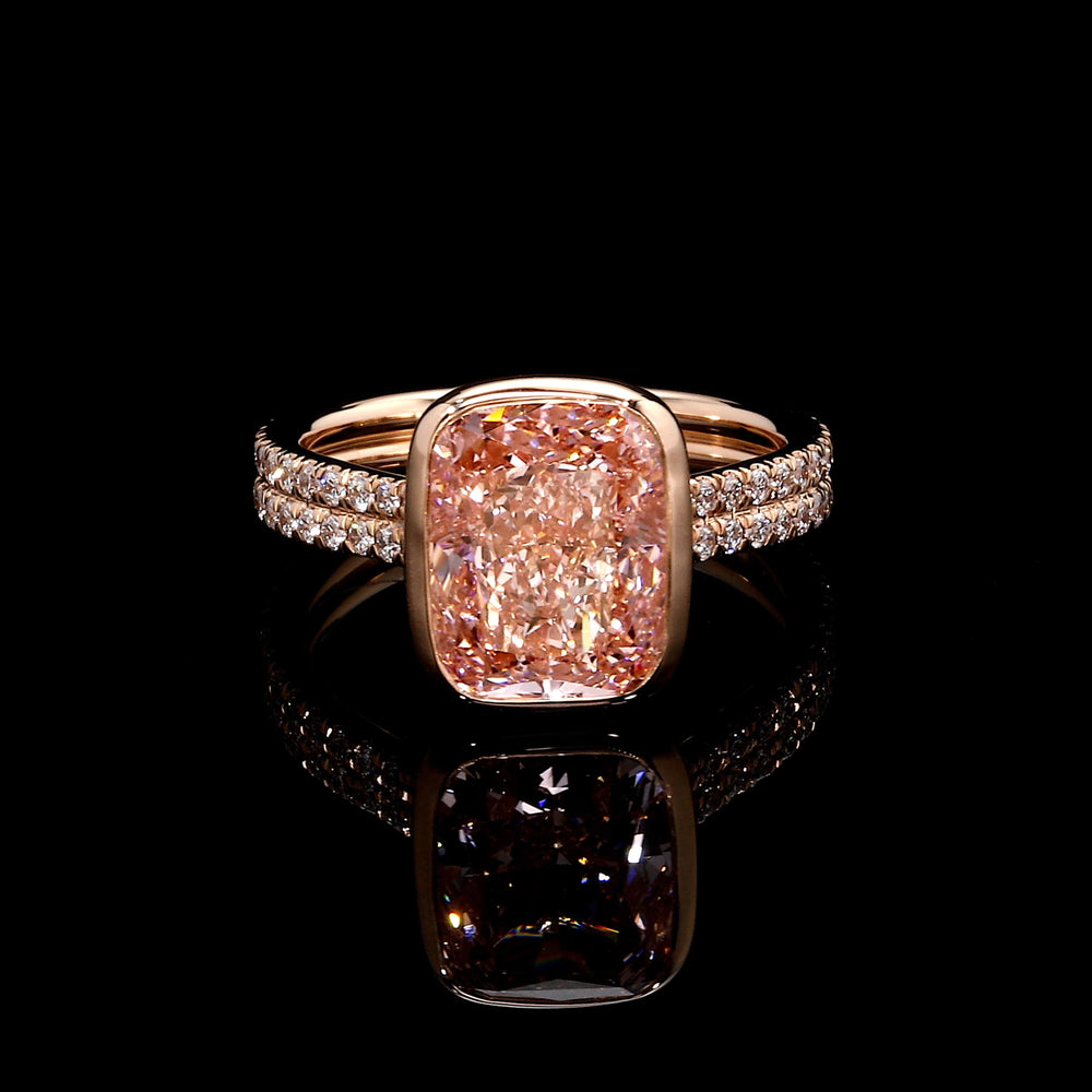 Elle Cushion Dual Bezel Lab Diamond Engagement Ring image 1