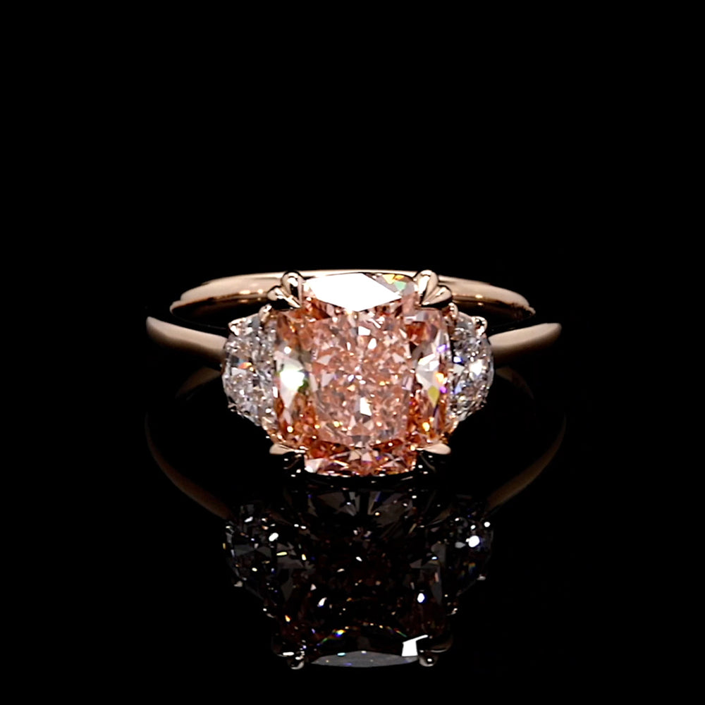 Elle Cushion Cut Three Stone Lab Diamond Engagement Ring image 1