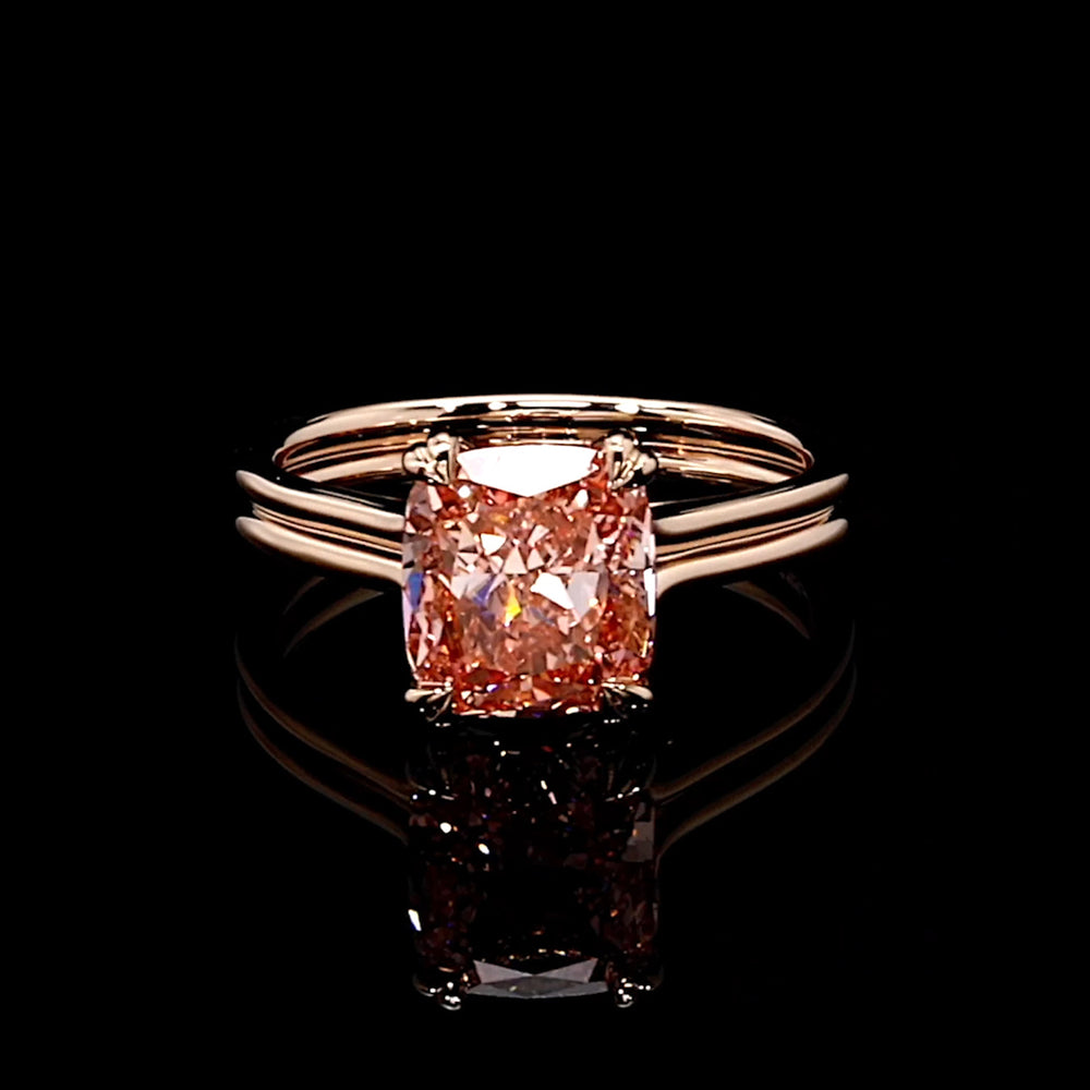 Elle Cushion Solitaire Lab Diamond Engagement Ring image 1