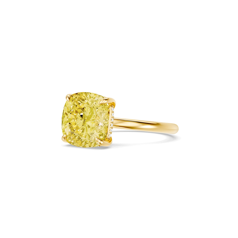 Audrey Cushion Cut Yellow Lab Diamond Solitaire Engagement Ring image 2