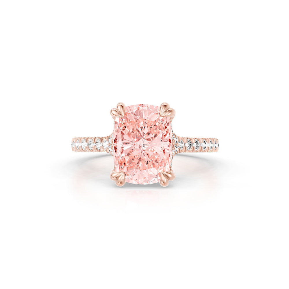 Elle Cushion Cut Pink Lab Diamond Solitaire Engagement Ring image 1