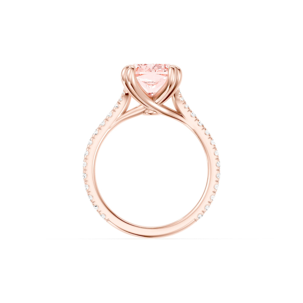 Elle Cushion Cut Pink Lab Diamond Solitaire Engagement Ring image 4